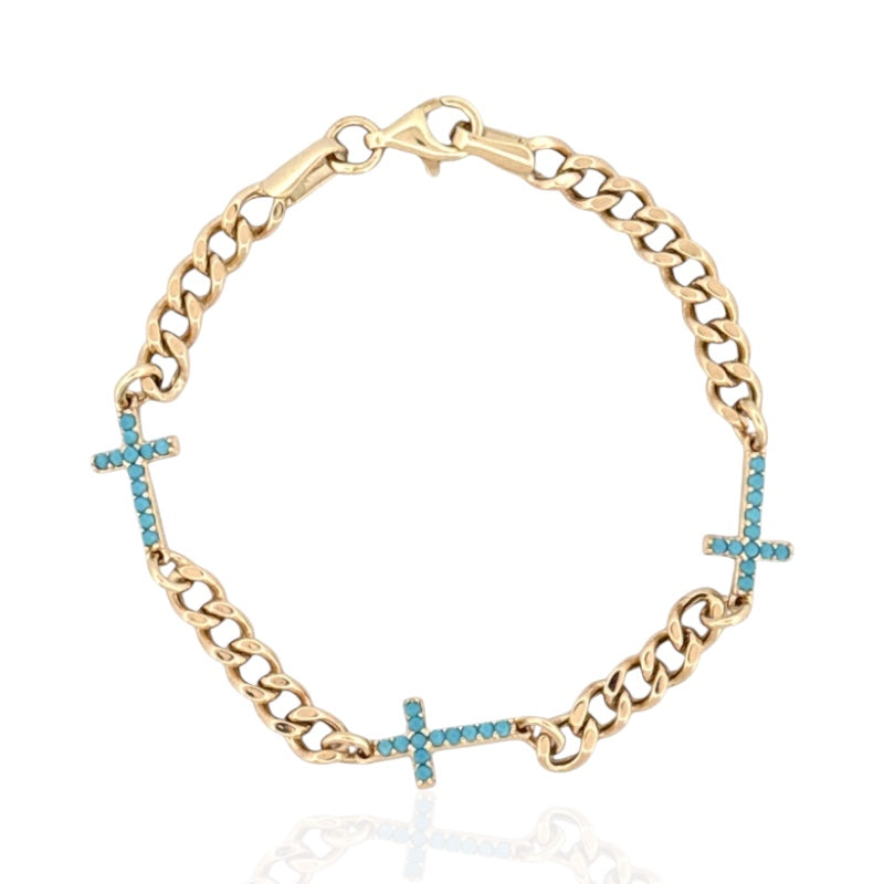 Kids Turquoise Cross Bracelet