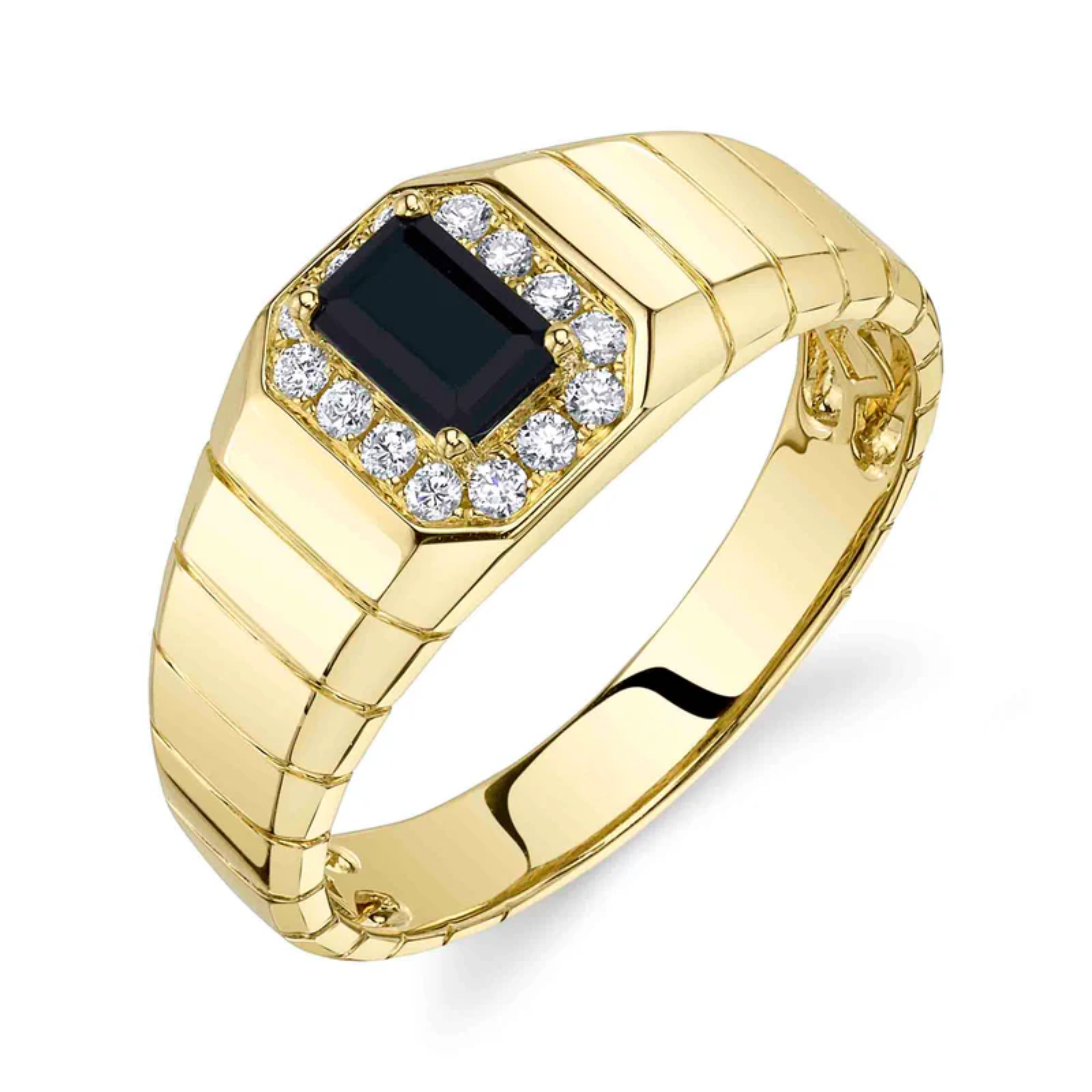 Black Onyx Diamond Signet Ring