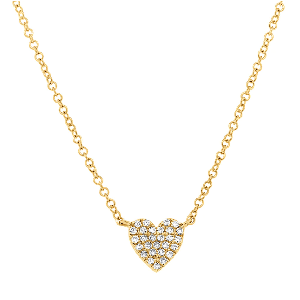0.09CT Diamond Pave Heart Necklace - Necklace by Nancy's Jewelry | Solid Gold