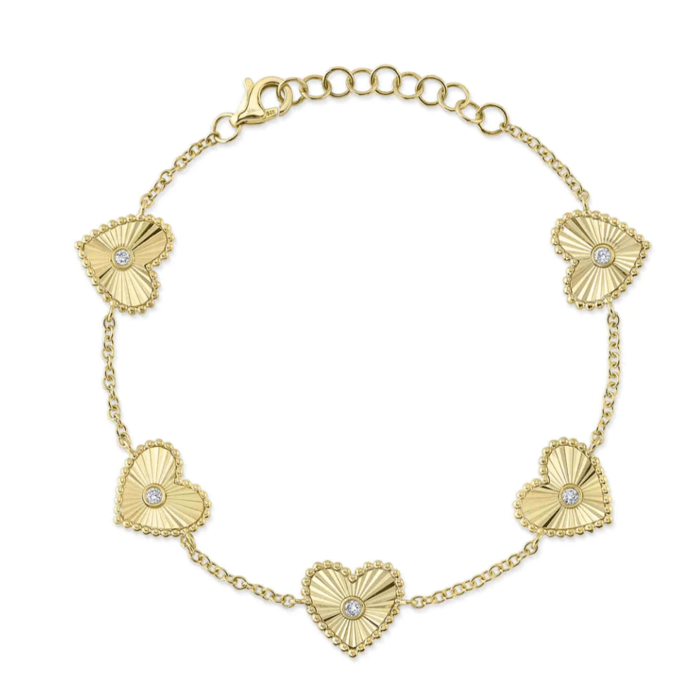 0.10CT Diamond Bezel Heart Bracelet - Bracelet by Nancy's Jewelry | Solid Gold