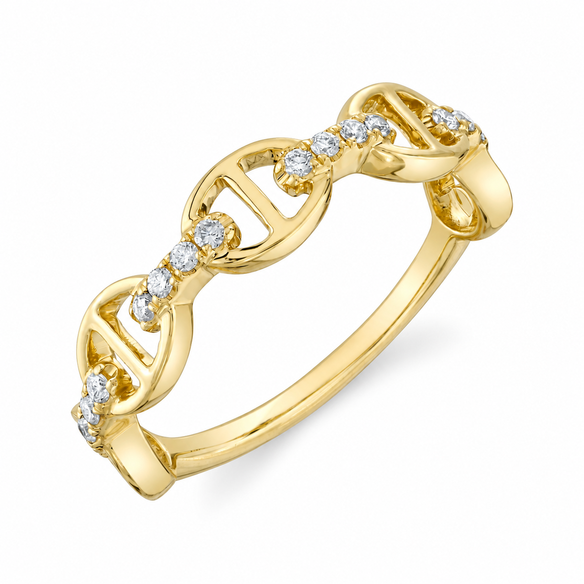 14K Yellow Gold Diamond Mariner Link Ring