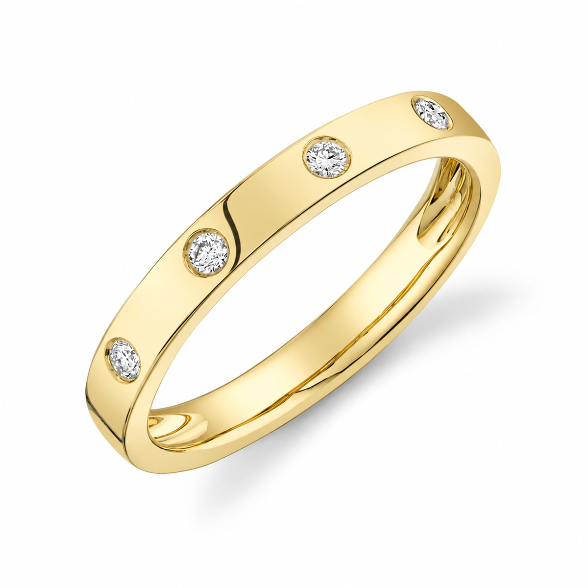 14K Yellow Gold Flush Set Diamond Band