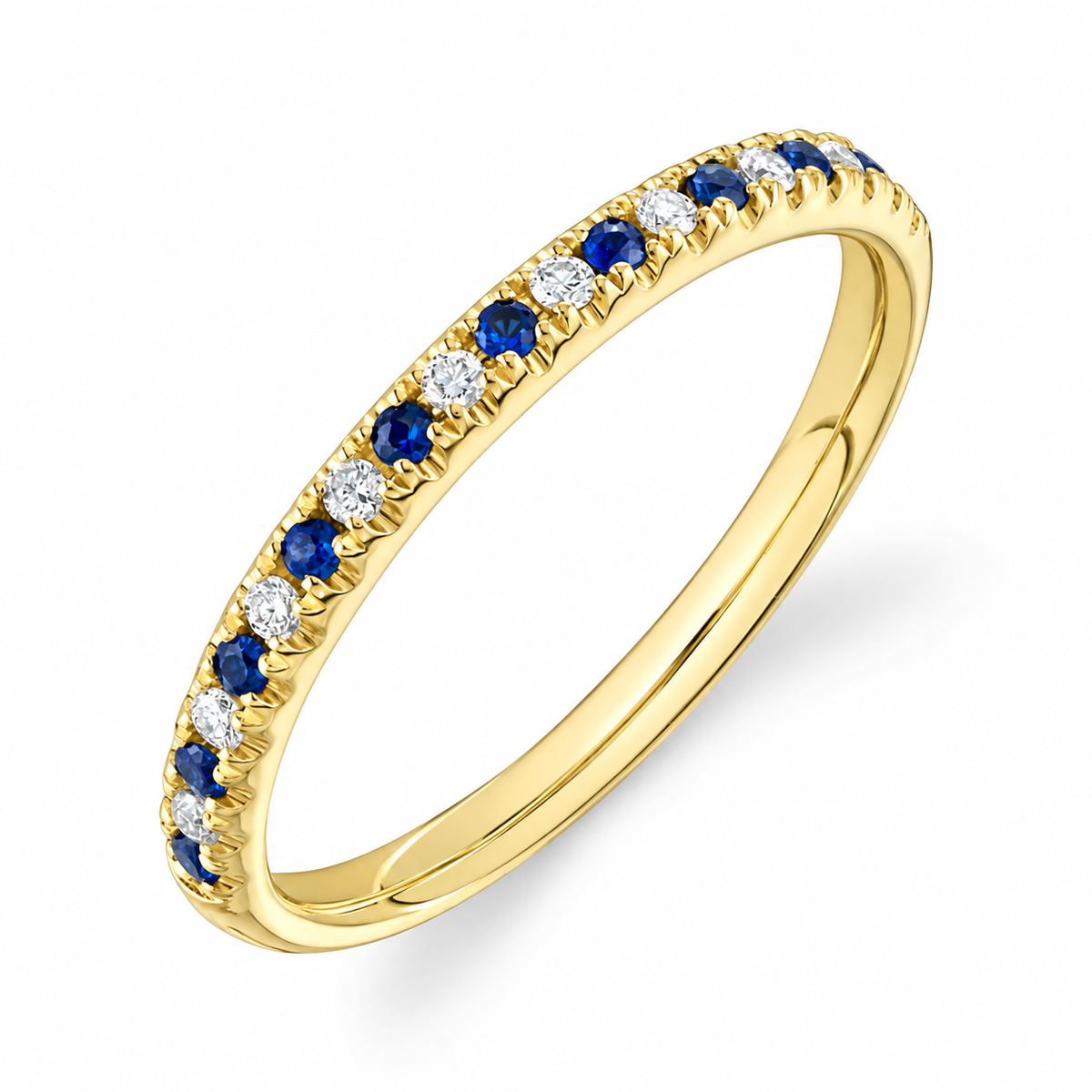 14K Yellow Gold Sapphire & Diamond Band