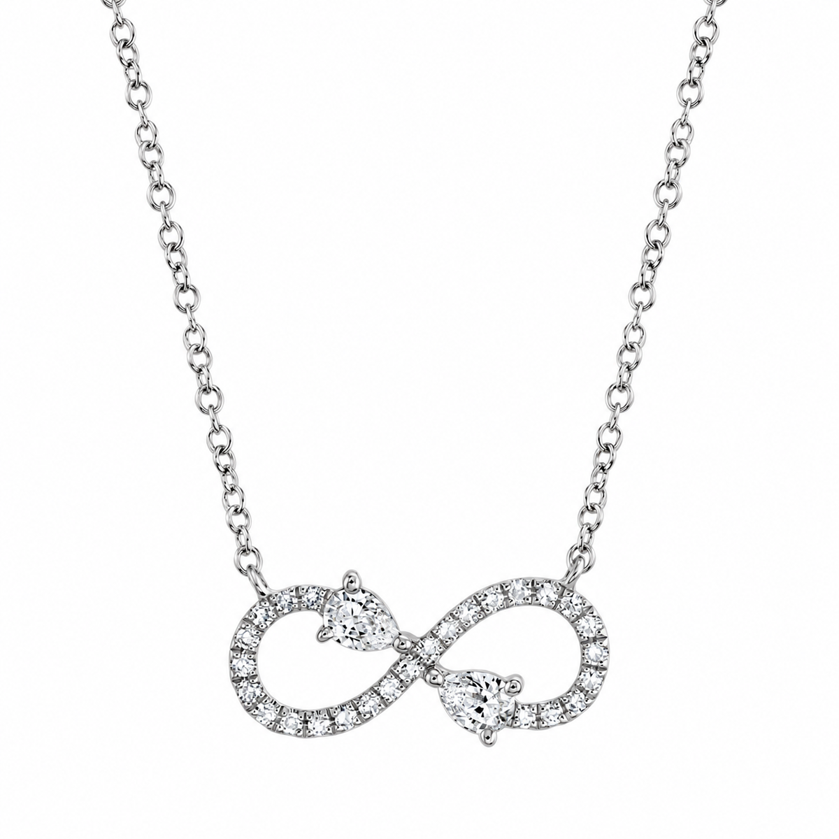 14K White Gold Pear Infinity Necklace