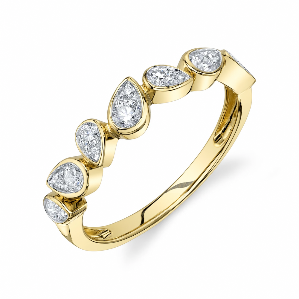 14K Yellow Gold Diamond Pear Ring