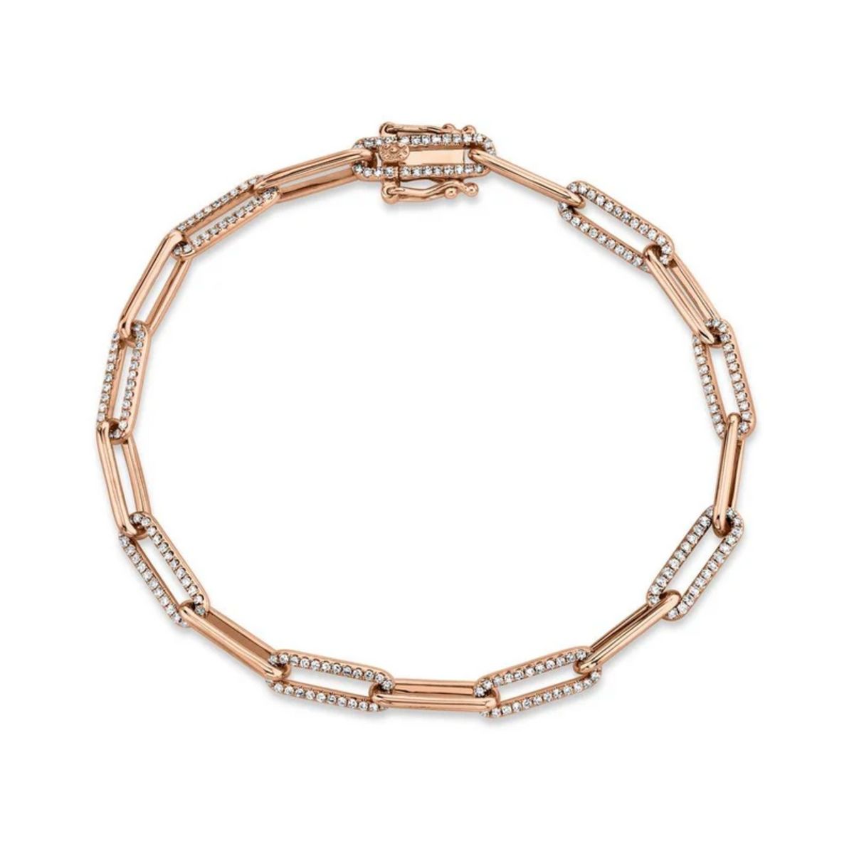 14K Rose Gold Diamond Paperclip Bracelet