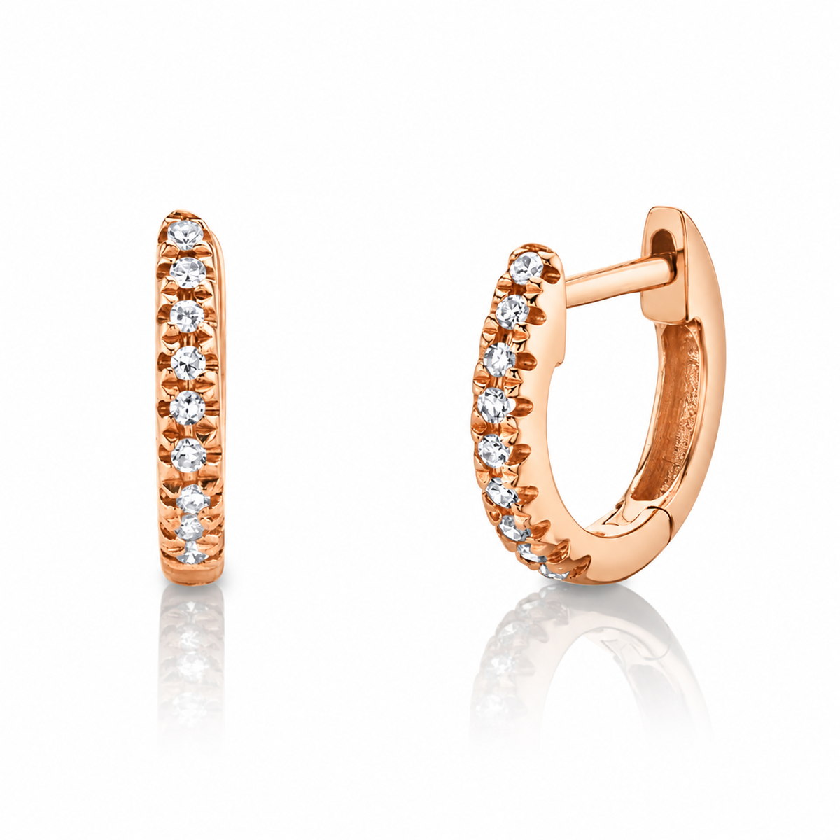 14K Rose Gold Mini Diamond Huggies