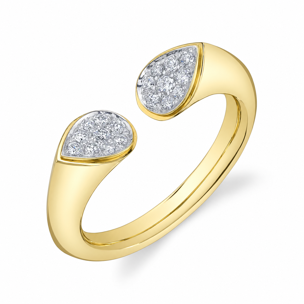 14K Yellow Gold Double Pear Diamond Ring