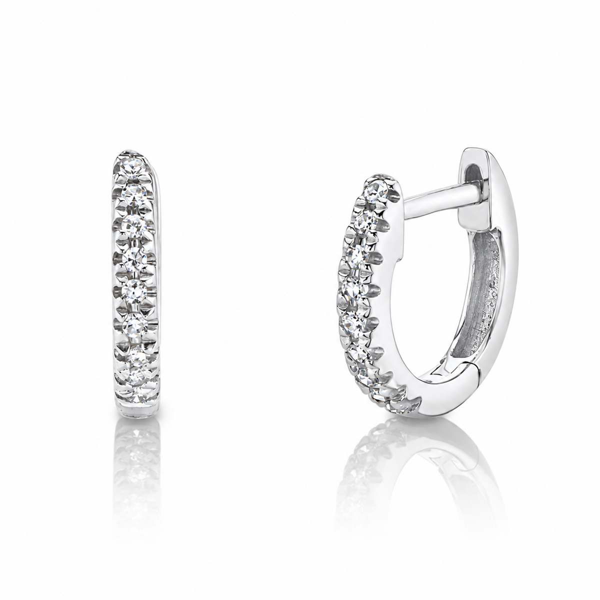 14K White Gold Mini Diamond Huggies