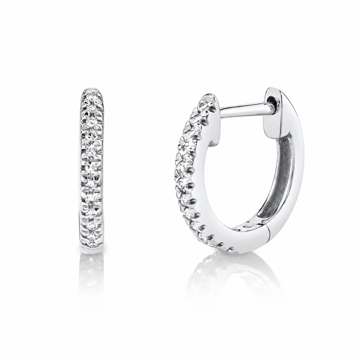 14K White Gold Classic Diamond Huggies