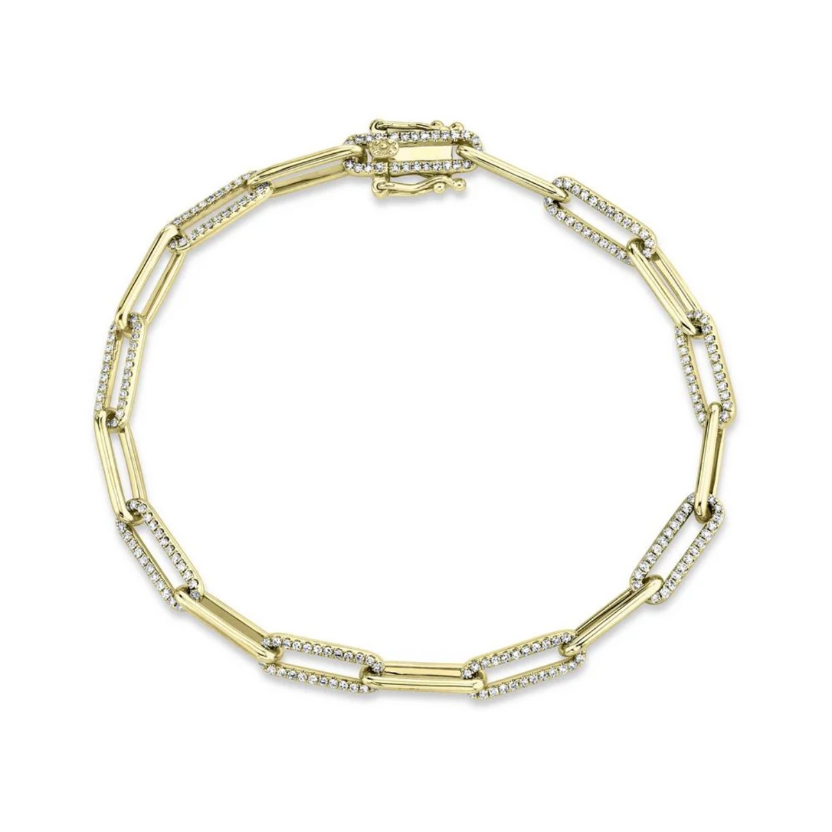 14K Yellow Gold Diamond Paperclip Bracelet