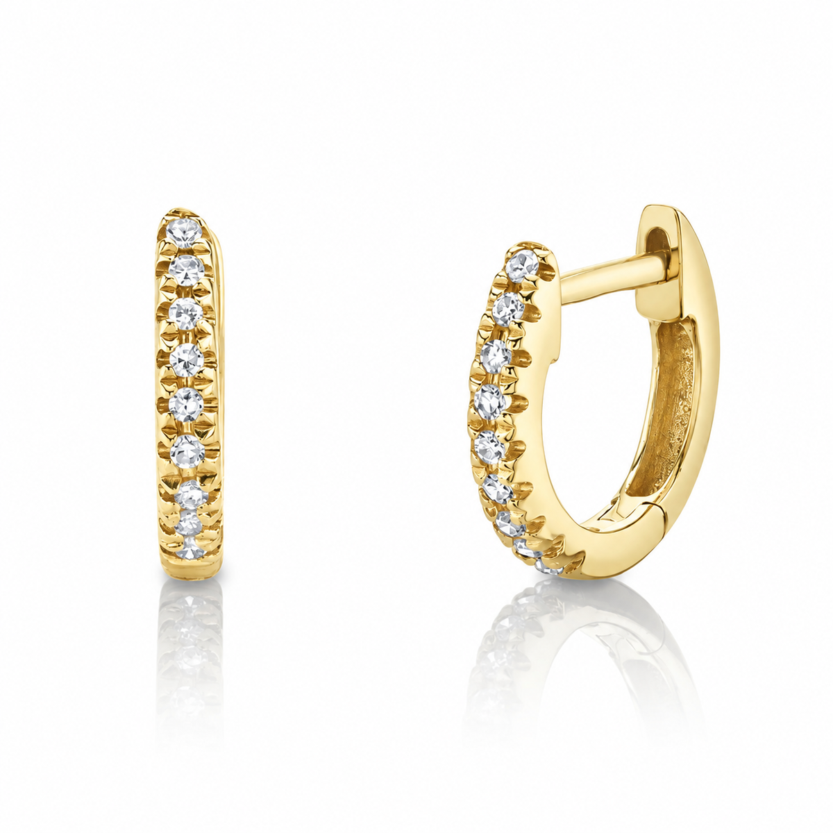 14K Yellow Gold Mini Diamond Huggies