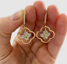 Load image into Gallery viewer, 14Kt Yellow Gold Diamond Lucky Clover Earrings
